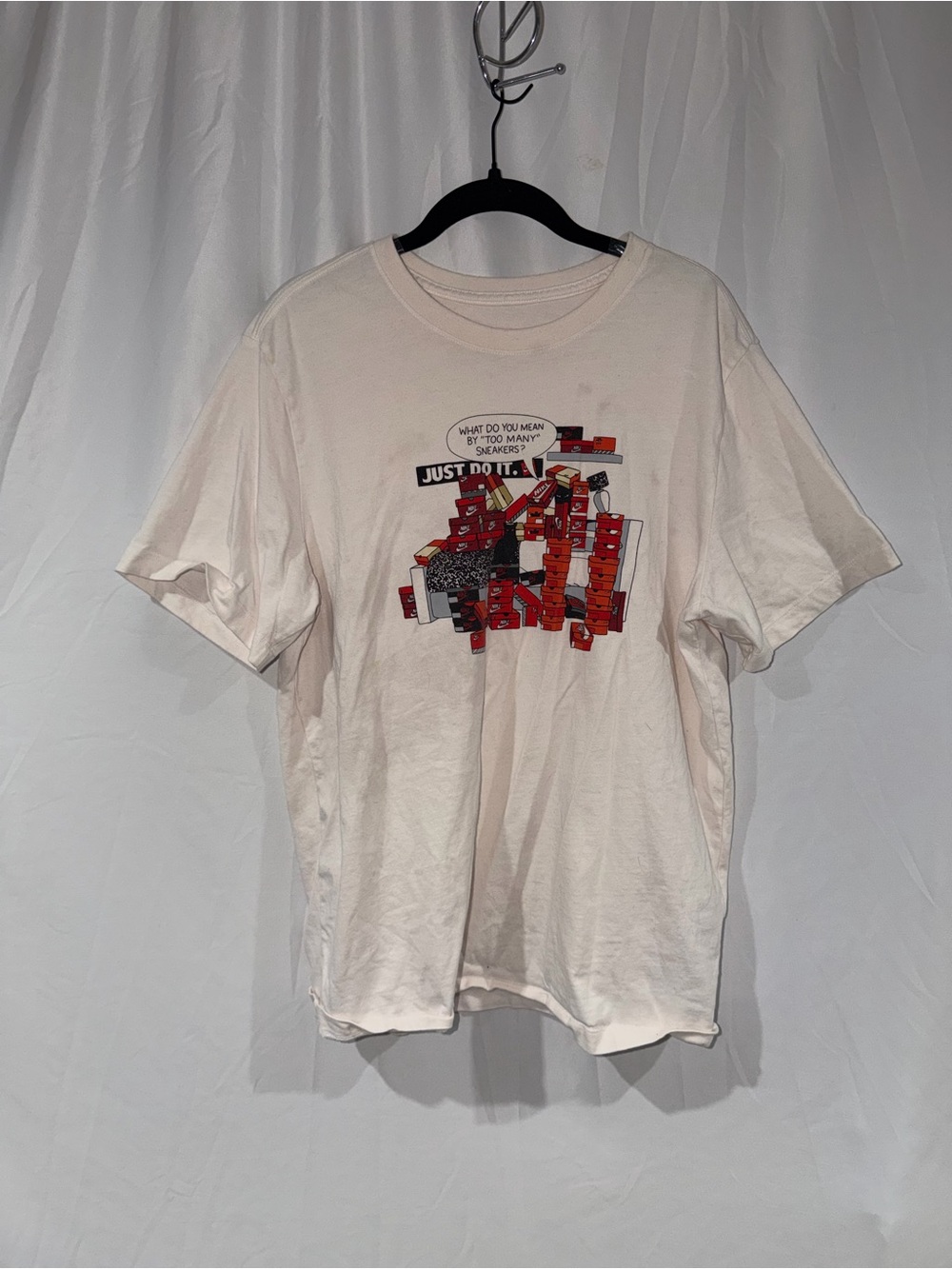 Nike White Graphic Tee "Just Do It what do you mean “too many” sneakers shirt